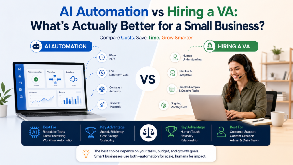 AI Automation vs Hiring a VA What’s Actually Better for a Small Business