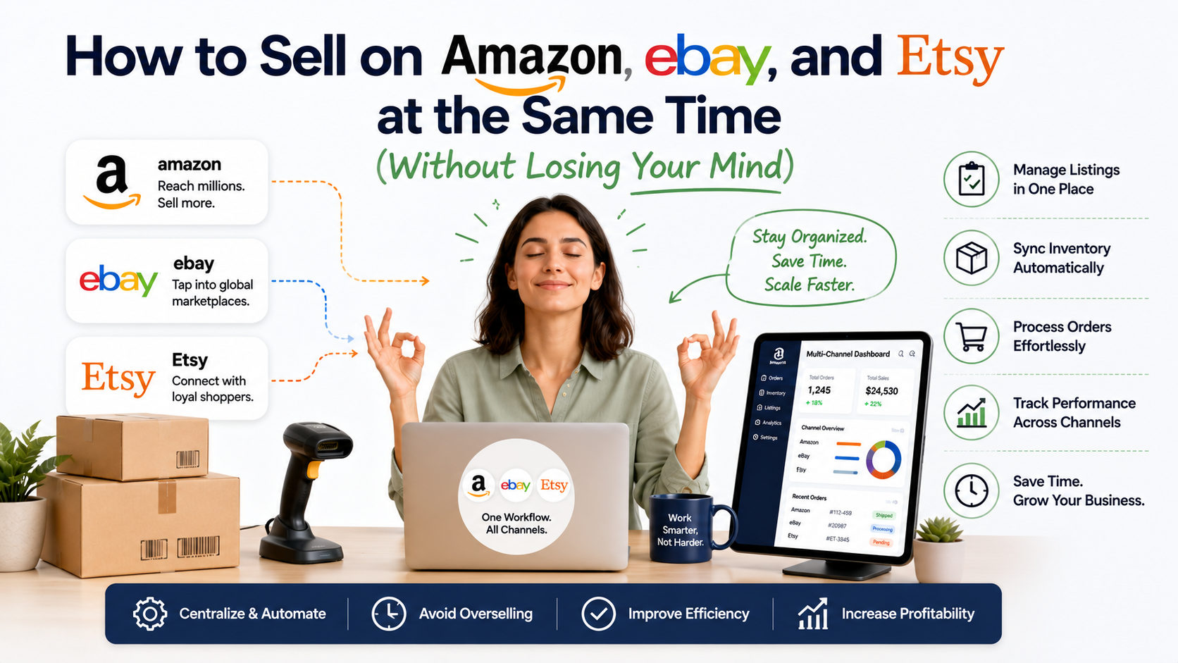 How to Sell on Amazon, eBay, and Etsy at the Same Time (Without Losing Your Mind)